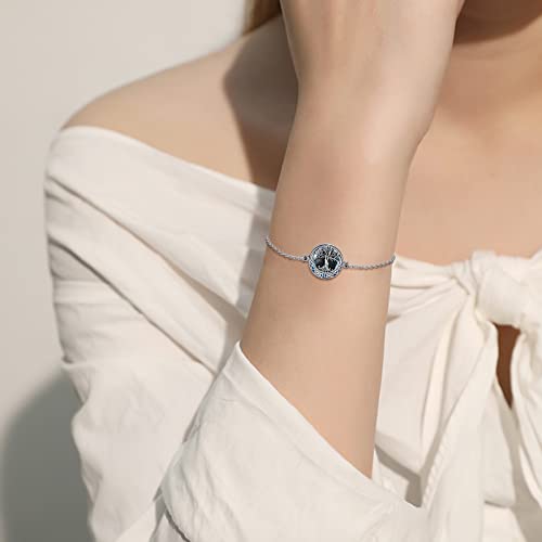 ONEFINITY Sunflower/Tree of Life Urn Bracelet for Ashes 925 Sterling Silver Sunflower/Tree of Life Cremation Keepsake Pendant Locket Bracelet for Women Mom - style: Crystal Tree of Life Urn Bracelet