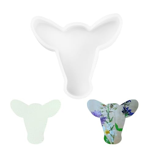 Silicone Cow Car Freshie Mold, White Bull Skull Mold, Resin Casting Mold for DIY, Crafting,Handmade, 3.86" x 3.5" x 1" - color: White bull skull-A