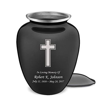 Adult Personalized Simple Cross Cremation Urns for Human Ashes I Large Charcoal Funeral Urn for Men and Women I 200 lbs - color: Carcoal Black