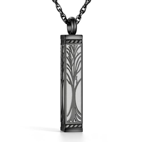 abooxiu Urn Necklace for Ashes Memorial Cremation Jewelry for Ashes Stainless Steel Ashes Jewelry Cube Ashes Necklace Bar Urn Pendant for Women Men - style: Tree of Life