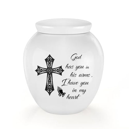Dletay Small Urns for Human Ashes Keepsake Cross Mini Cremation Urn for Ashes Memorials Decorative Caskets for Female Male