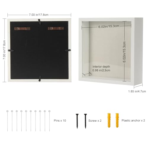 TJ.MOREE Small Shadow Box Frame 6 x 6 Display Case Wooden Picture Frame - color: White, size: 6x6