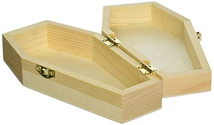 Creative Hobbies Small 6" Unfinished Wood Funeral Coffins - 6 x 3 x 1.75 Inch Size, Fillable For Halloween Parties, Goth and Decoration | 2 Pack - size: 6" - 2 Pack