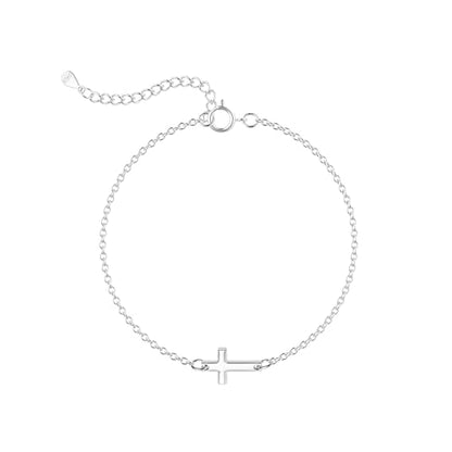 Moodear Cross Bracelet for Women, Dainty Sterling Silver/Gold Plated Gift | Christian Religious Gifts for Teen, Stocking Stuffers, Adjustable Link Bracelets, Sparkling CZ Cross, Non Tarnish Jewelry - color: Sterling Silver Cross Bracelet