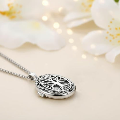 925 Sterling Silver Pictures Locket Necklace for Women Men - color: Black plated 9