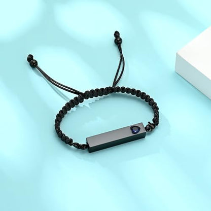 Hearbeingt Crystal Heart Cremation Jewelry Bar Urn Bracelet for Ashes - color: Black-Blue stone