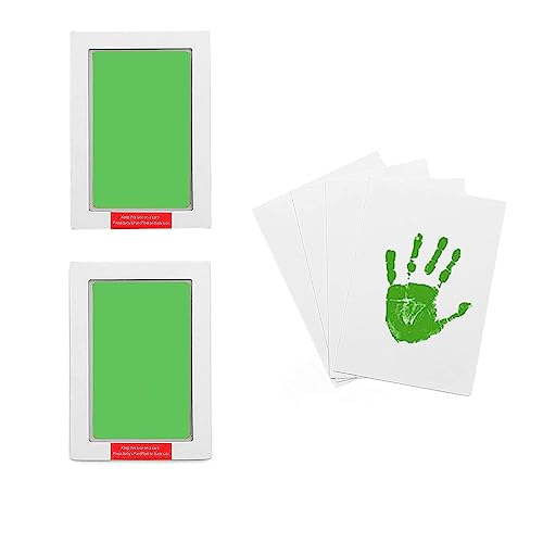 Large Inkless Hand and Footprint Kit, Baby Keepsake, 2-Pack | No-Mess Clean Touch Ink Pad for Baby Handprint & Footprint, Non-Toxic Baby Gift, Pet Paw Print Keepsake Kit（Green) - color: 2 Pack Light Green