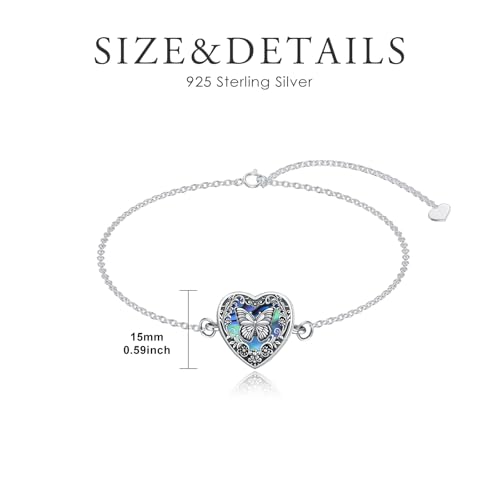 Urn Bracelet for Ashes 925 Sterling Silver Heart Cremation Bracelet Memorial Keepsake Jewelry Gifts for Women - color: 06-Butterfly Urn Bracelet