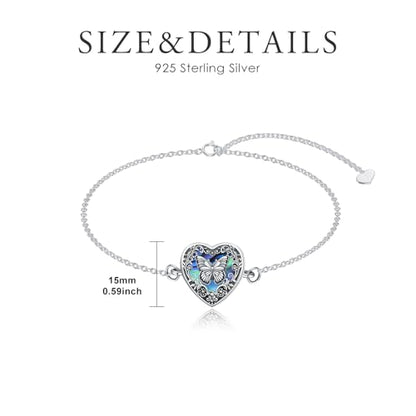 Urn Bracelet for Ashes 925 Sterling Silver Heart Cremation Bracelet Memorial Keepsake Jewelry Gifts for Women - color: 06-Butterfly Urn Bracelet