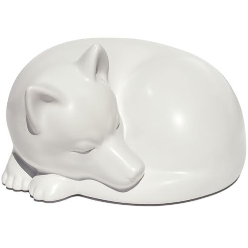 Dog Urn, Dog Urns for Ashes, Sleeping Resin Cremation Pet Urn for Dog Ashes | Pet Memorial Keepsake Funeral Urn for Dogs Ashes, Animal Urn - color: White-b