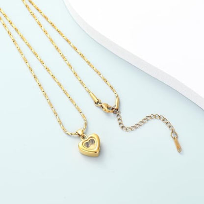 Imrsanl Small Heart Urn Necklace for Ashes Cremation Jewelry for Women Stainless Steel Pendant Memorial Ash Holder Loved Ones Keepsake - color: Gold Glass