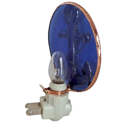 Gift Essentials Blue Anchor Plug-in Night Light - Stained Glass Nightlight | Blue Anchor Stained Glass Plug-in Nightlight with On/Off Rocker Switch. Includes One 4-Watt Replaceable Warm-Glow Bulb. - color: Anchor