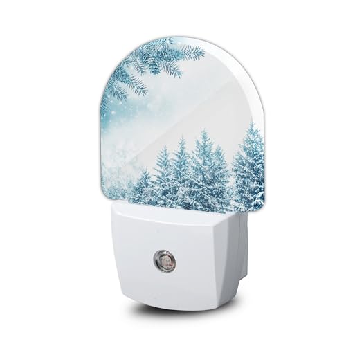 Snowflakes Winter Night Light, Pine Forest Night Light Plug into Wall with Dusk to Dawn Sensor, LED Lamp Energy Saving Lights for Men Women Boys Girls,Lamp for Bedroom Bathroom Hallway - color: Snowflakes Winter