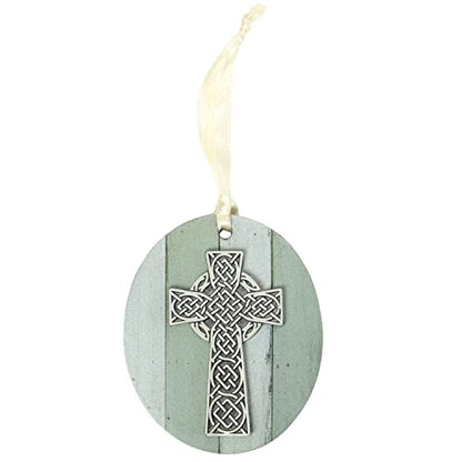 Abbey & CA Gift Celtic Cross MDF Ornament On Cream Ribbon Gift Boxed - style: Celtic Cross MDF
