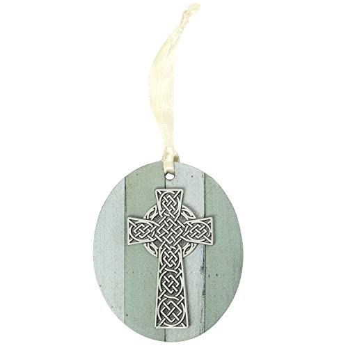 Abbey & CA Gift Celtic Cross MDF Ornament On Cream Ribbon Gift Boxed - style: Celtic Cross MDF