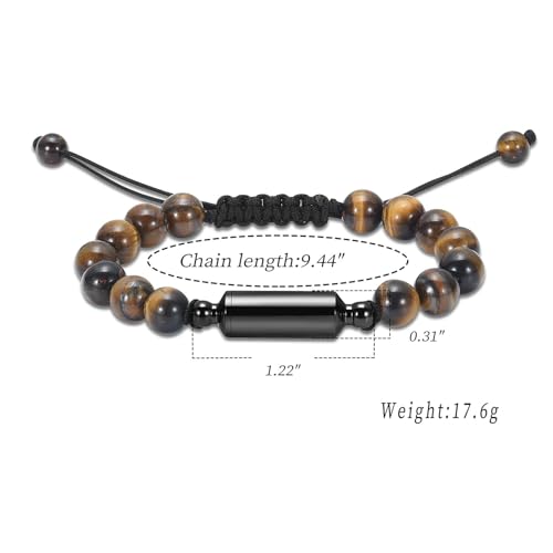Hearbeingt Cremation Jewelry Urn Bracelet for Ashes Braided Rope Beads - color: Customize