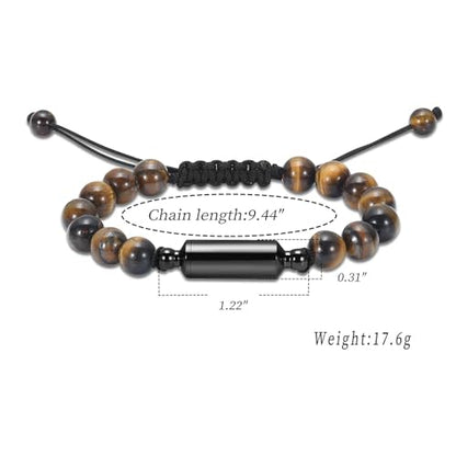 Hearbeingt Cremation Jewelry Urn Bracelet for Ashes Braided Rope Beads - color: Customize