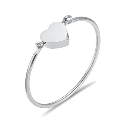 Oinsi Heart Urn Bracelet for Ashes, Cremation Jewelry Leather Bracelets for Men Women, Memorial Jewelry With Filling Kits - color: Silver