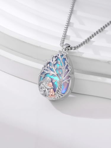 Tree of Life Urn Necklace for Ashes/Pet Cremation Teardrop Moonstone Necklace Pendant Jewelry Gifts for Mom Wife Women Birthday Christmas Memorial Day - color: Dog Urn Necklace