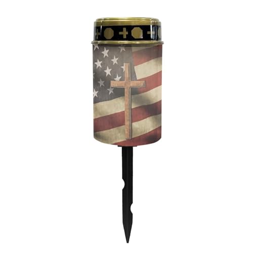 American Flag Cross Solar Stake Lights Waterproof Guardian Solar Lights Driveway Markers Solar Walkway Lights Sympathy Remembrance Memorial Gift for Grave Ornaments Garden Decor - color: American Flag Cross