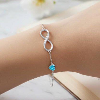 CDE 925 Sterling Silver Infinity Birthstone Bracelet Jewelry Gift for Women | Hypoallergenic,Non Tarnish,Heart CZ,Nickel-Free & Lead-Free,Anniversary Christmas Birthday Idea Gifts for Wife Girlfriend Her - color: 12-Dec.