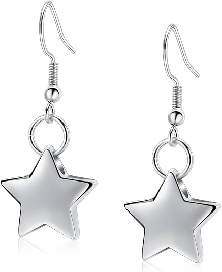 Heart Cremation Earring for Women Keepsake Memorial Urn Jewelry For Ashes - color: E-Sliver