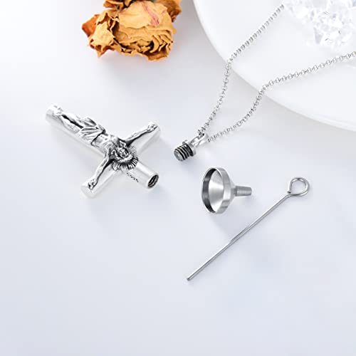 SOULMEET Cremation Jewelry for Ashes, Sterling Silver Urn Necklace for Ashes Women Men, Cherish Memories Cremation Jewelry to Keep Someone Near to You - color: E3-Oxidation black Cross