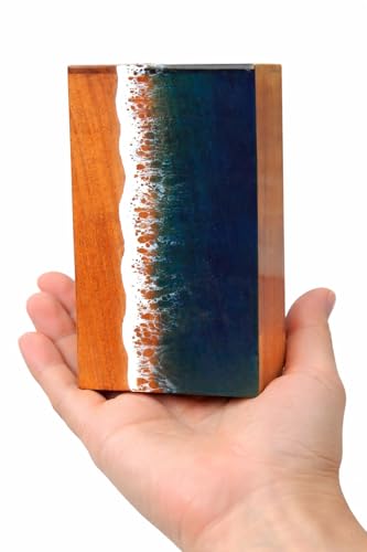small ocean Wooden Resin Urn | Unique ern | Modern ashes box | Urns For Human Ashes | adult male urn - size: X-Small