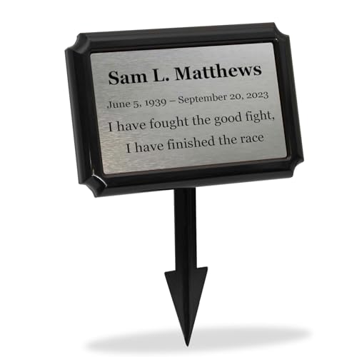 Durable Temporary Grave Marker with Stake, Carbon - color: Carbon