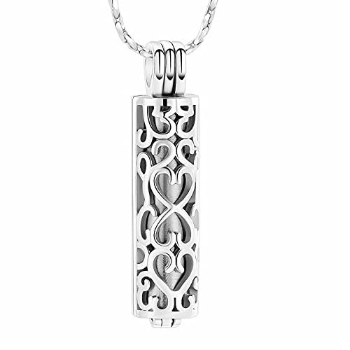 Imrsanl Cylinder Cremation Urn Necklace for Ashes of Loved One - color: Silver