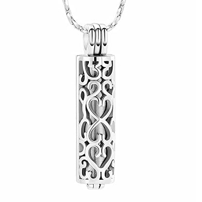 Imrsanl Cylinder Cremation Urn Necklace for Ashes of Loved One - color: Silver