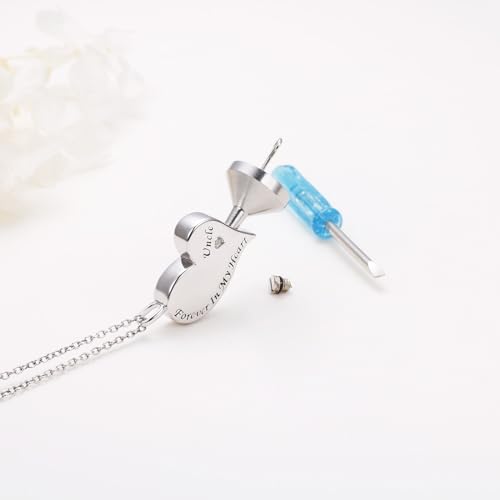 Ladytree 925 Sterling Silver Cremation Urn Necklace for Ashes - style: Uncle