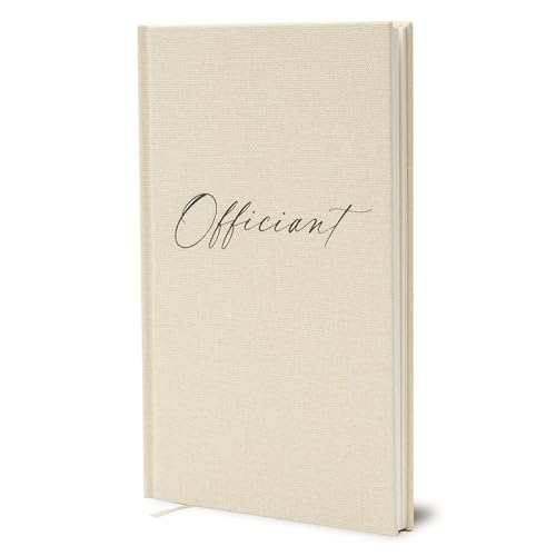 Wedding Officiant Book - Modern Cream Canvas Linen Printed Hardcover Notebook Journal Gift for Pastor Ministers Sermon Wedding Ceremony, 32 Pages, 140gsm Thick Lined Paper, 5.25 x 8.25" (Design 9) - color: Design 9