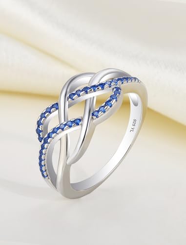 YL Celtic Knot Rings 925 Sterling Silver Twisted Knot Ring Birthstone Infinity Statement Jewelry for Women-size5 - color: 09-sapphire-Sept
