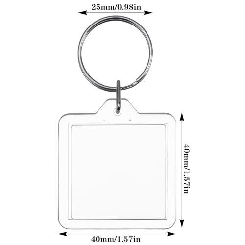 10PCS Acrylic Photo Keychain Blanks,Clear Blank Keychains Picture Frame Keychain Holder DIY Set for Bags Car Purses