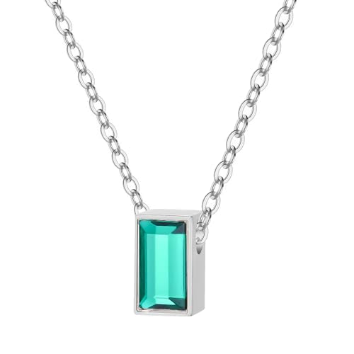 RIPFEVURN Cremation Jewelry Tiny Glass Cube Urn Necklaces for Ashes for Women Men Stainless Steel Small Urn Locket for Human Ashes Holder Memorial Keepsake Pendant - color: Silver-Green