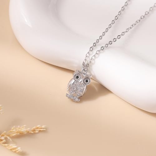Baydurcan Pendant Necklace for Women Friends Sister Birthday Christmas Gift | Silver Evil Eye Ankh Mary Friendship Dragonfly Hummingbird Snake Turtle Pendant Necklace for Her Just Because Gifts - style: Owl