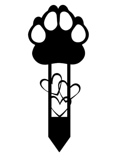Memorial Garden Stake Metal Cross Grave Marker Design for Dog & Cat | (10.4 x 4.3'')Featuring Paw Prints and Heart Motifs,Suitable for Outdoor Cemeteries,Ideal Gifts to Honor Departed Pet - style: Dog Stake