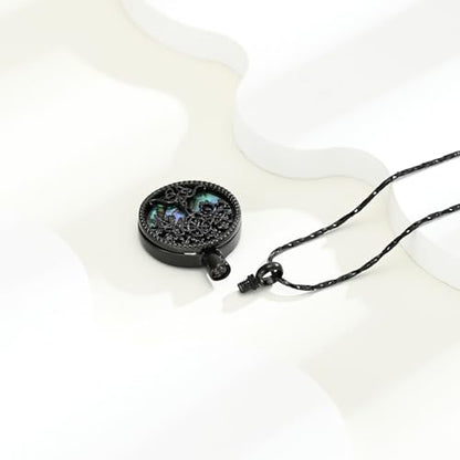 Tree of Life Teardrop Urn Necklace for Ashes Teardrop Crystal Cremation Jewelry Celtic knot Ashes Pendant Stainless Steel Keepsake Memorial Jewelry for Women Men - color: B-Black