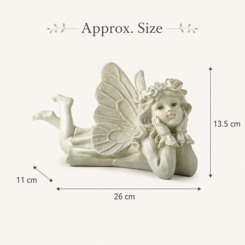 Laying Angel Garden Statue, Resin Fairy Figurine Outdoor Patio Decor | Weather-Resistant Accent For Lawns, Porches, Flower Beds And Garden Gifts - style: Angel Holding Face