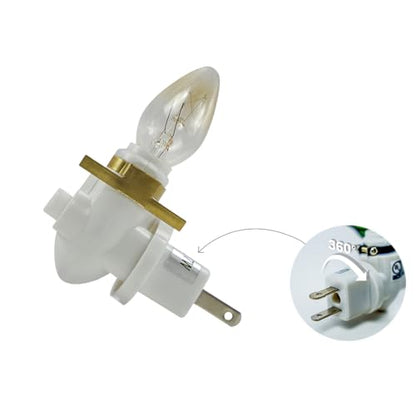 BOXCASA Night Lamp Base 360 Plug in Night Light Module Includes 2 Bulbs | Warm Yellow 360 Night Light Module DIY Stained Glass Metal Clip 2 Pin Plug White Making Your Own Decorative Night Lights - color: White