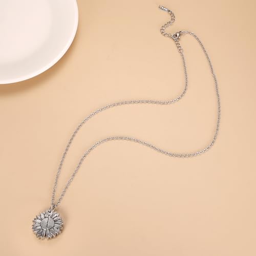Sunflower Cremation Urn Jewelry For women - color: Silver