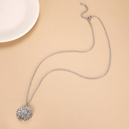 Sunflower Cremation Urn Jewelry For women - color: Silver