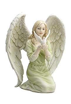 Angel Kneeling with Dove in Hands Statue Sculpture