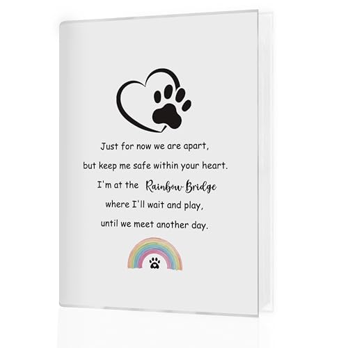 Pet Memorial Photo Album 4x6, Loss of Dog Cat Sympathy Gift, Pet Memorial Gifts for Dogs Cats, Pets Remembrance Small Memory Photo Album Book for 18 Pockets Hold 36 Pictures - color: PAW Rainbow Bridge