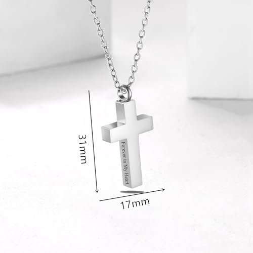 RIPFEVURN Cremation Jewelry Black Cross Urn Necklaces for Ashes for Women Men Human Ashes with Me Always Memorial Keepsake Pendant - color: 3pcs-Silver