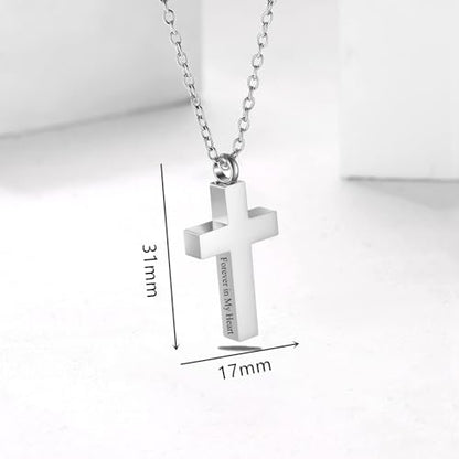 RIPFEVURN Cremation Jewelry Black Cross Urn Necklaces for Ashes for Women Men Human Ashes with Me Always Memorial Keepsake Pendant - color: 3pcs-Silver