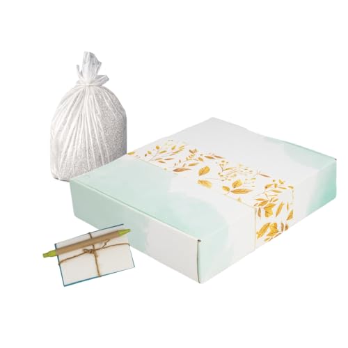 Biodegradable Urn for Human Ashes. Eco-Friendly Cremation Urn for Water or Earth Burial. Includes Water Soluble Ash Bag. 100% Natural. Adult Size 3" H x 12" W x 14" L. Aqua (Aqua, Large, Gold)
