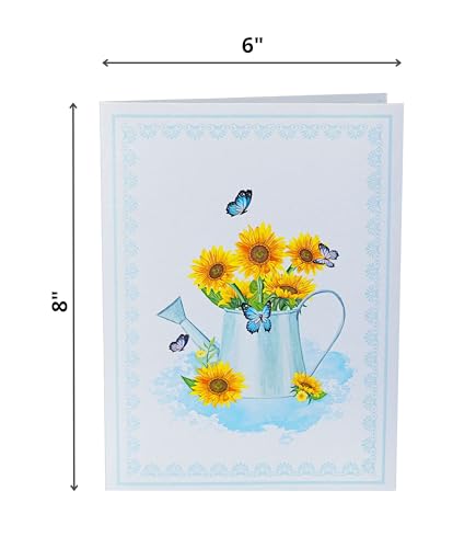 Sunflower Watering Can Get Well Soon Card, Sympathy Cards, Thinking of You Pop Up, Mothers Day Card, 6x8in 3D Birthday Cards for Women for Wife, Her, Sister, Grandma (Sunflower Watering Can). - color: Sunflowr Watering Can
