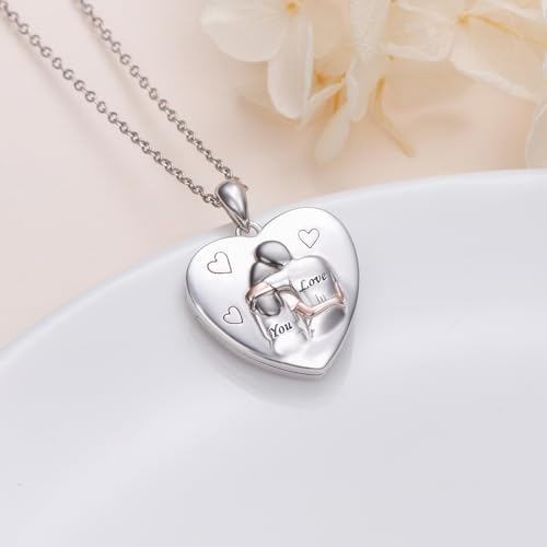DAOCHONG Heart Locket Necklace Photo Memory Jewelry for Women | Sterling Silver Cremation Pendant | Holds 2 Photos | Keepsake for Women Mom Grandma Daughter | Memorial for Loved Ones & Pets - style: Couple Keepsake Locket